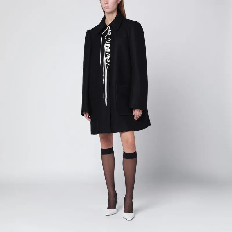 Black Coat With Embroidery Detail made by Dries Van Noten