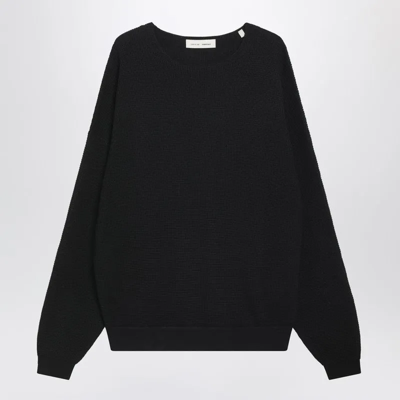 Black Waffle-Knit Sweatshirt sold by Wanan Luxury