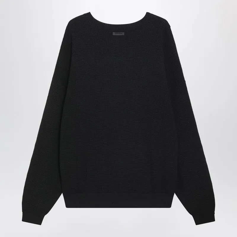 Black Waffle-Knit Sweatshirt sold by Wanan Luxury product image thumbnail 2