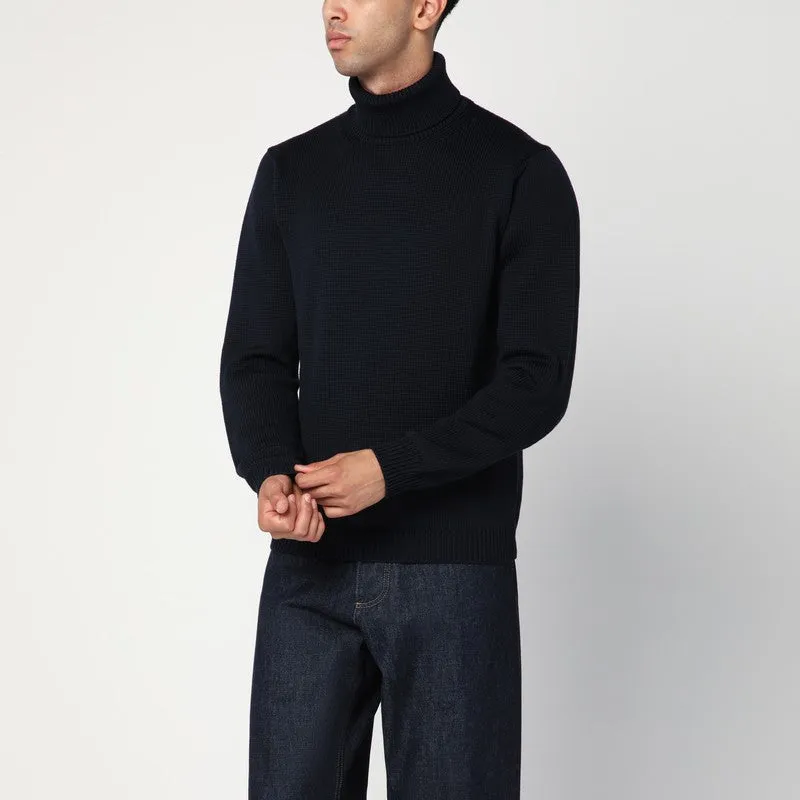 Navy Blue Wool Turtleneck Sweater sold by Wanan Luxury