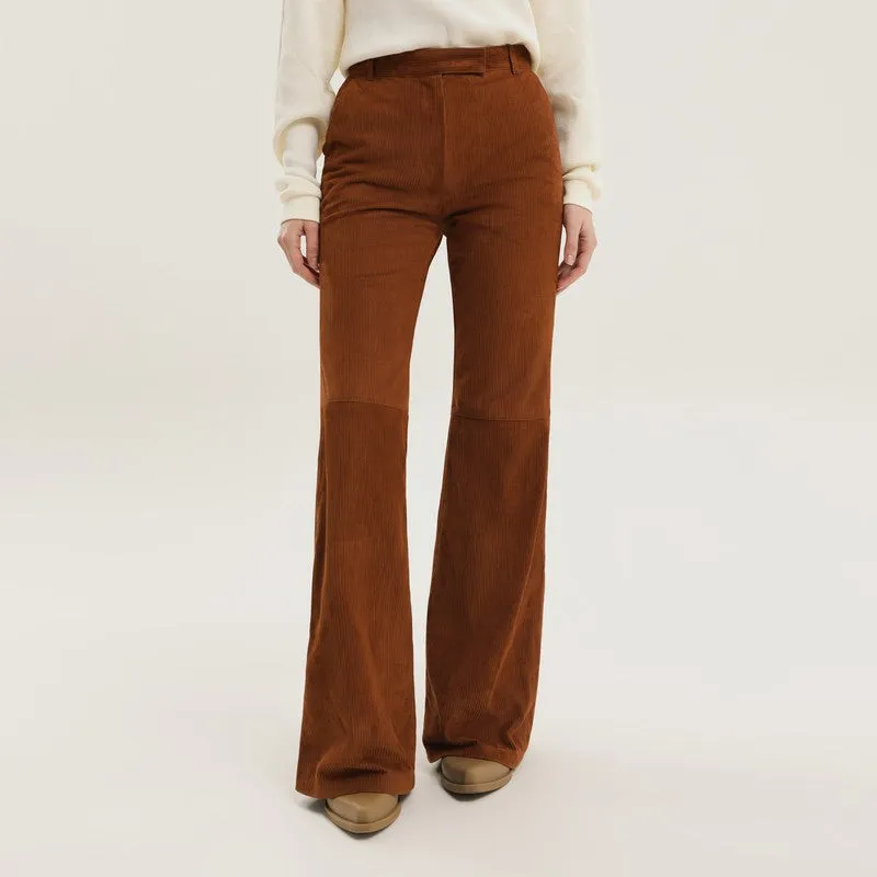 Corduroy Flared Leather Pants sold by Wanan Luxury