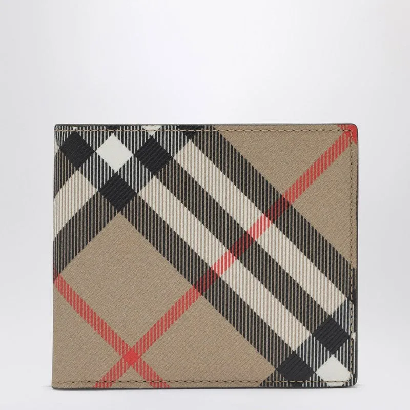 Beige Check-Pattern Wallet made by Burberry
