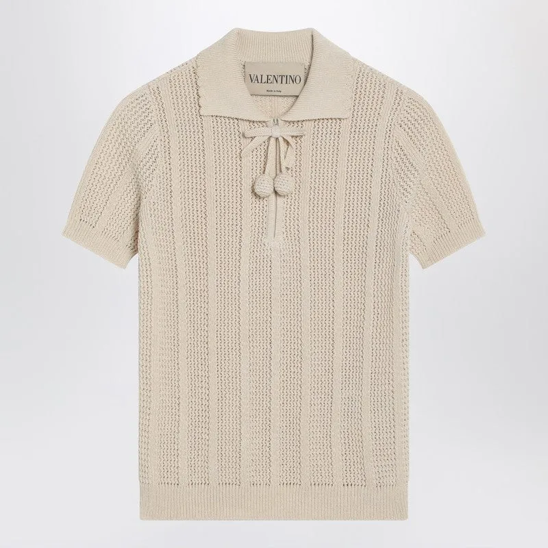 Ivory Cotton Knit Polo Shirt sold by Wanan Luxury