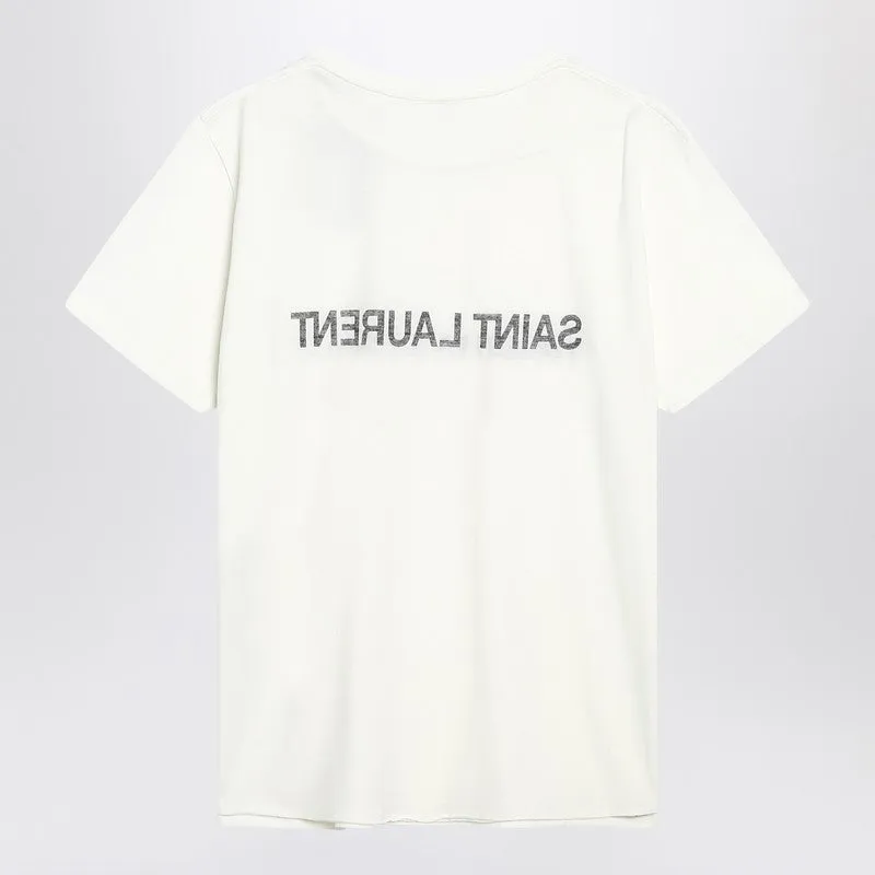 White Cotton Crew-Neck T-Shirt sold by Wanan Luxury product image thumbnail 2