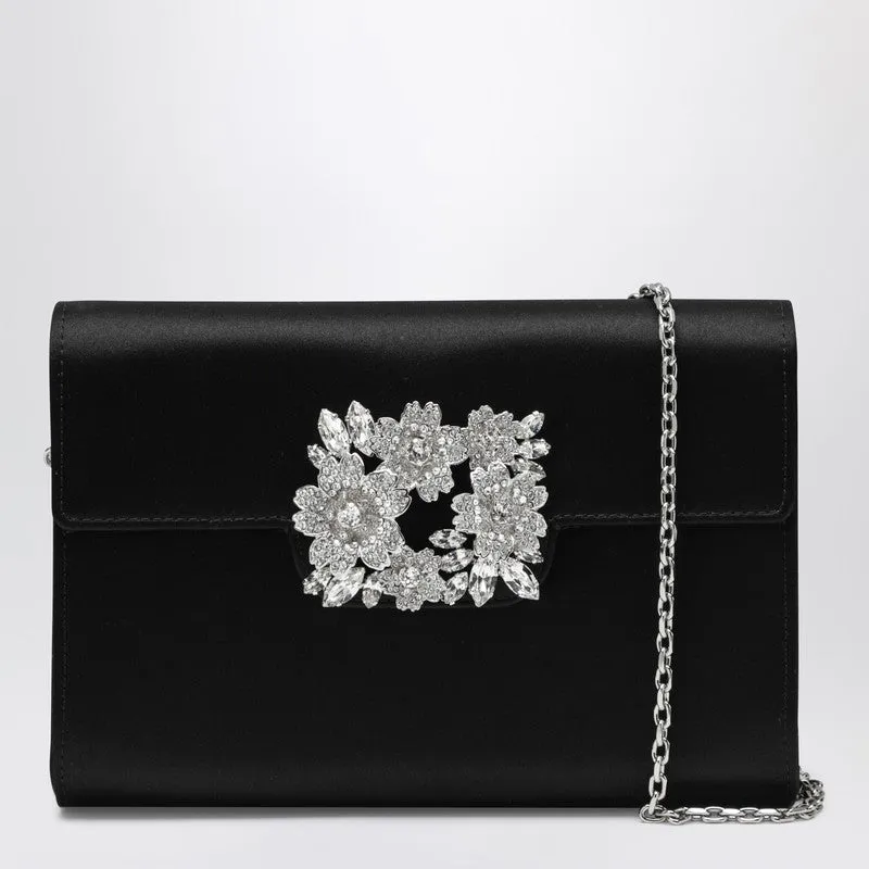 Efflorescence Mini Clutch Black In Satin made by Roger Vivier
