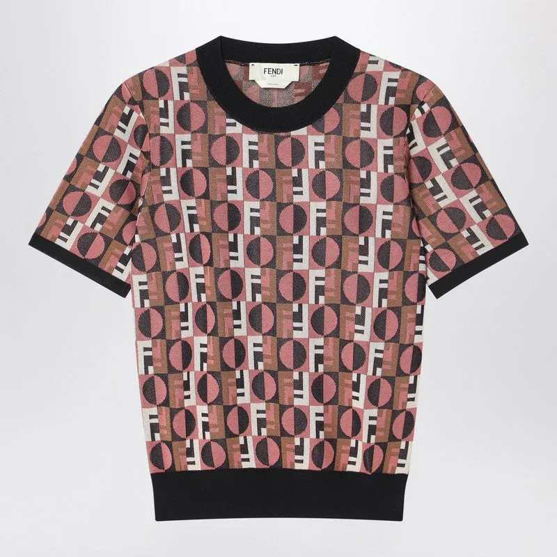 Pink Viscose Jacquard Jumper sold by Wanan Luxury