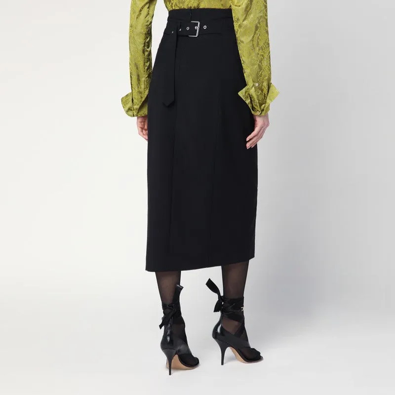Black Wool And Mohair Midi Skirt sold by Wanan Luxury product image thumbnail 2