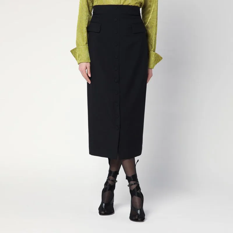 Black Wool And Mohair Midi Skirt sold by Wanan Luxury