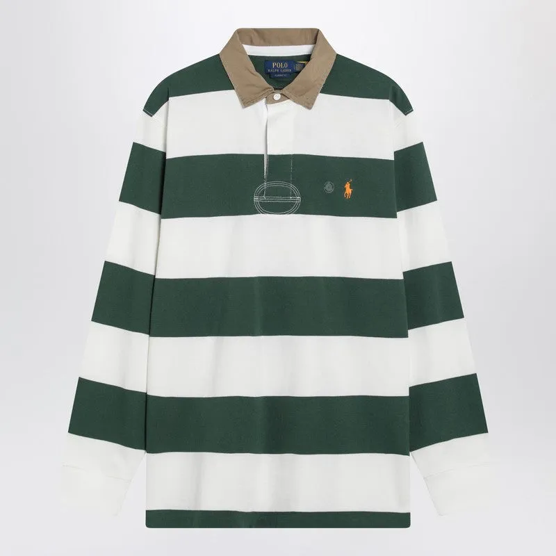 Green/Cream Striped Classic Fit Polo Shirt made by Polo by Ralph Lauren