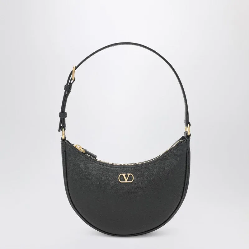 Vlogo Signature Mini Hobo Bag In Black Leather sold by Wanan Luxury