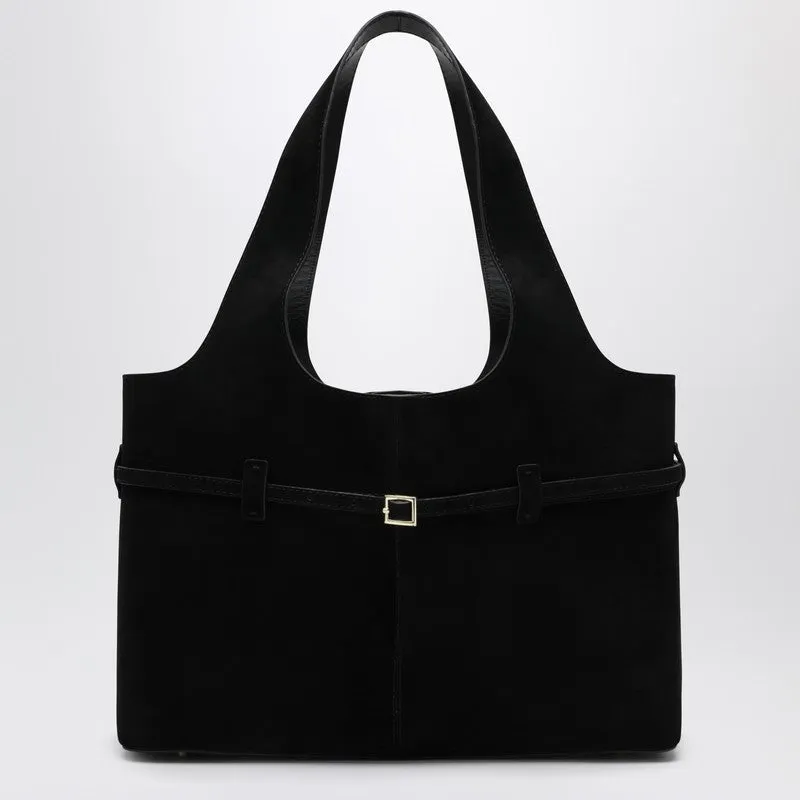 Black Cambon Cabas Bag In Suede Leather made by Wanan Luxury