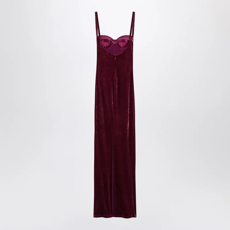 Long Plum-Colored Velvet Dress sold by Wanan Luxury product image thumbnail 2
