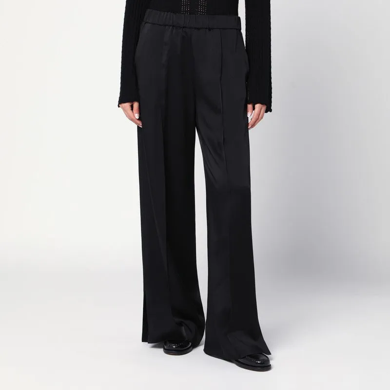 Black Satin Palazzo Pants sold by Wanan Luxury