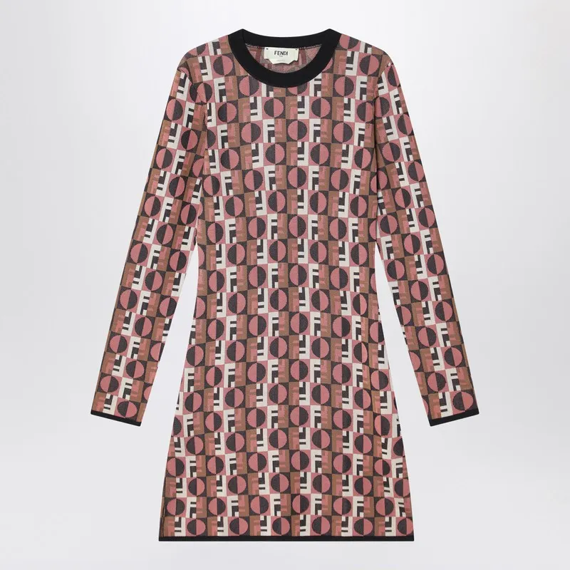 Pink Viscose Jacquard Dress sold by Wanan Luxury