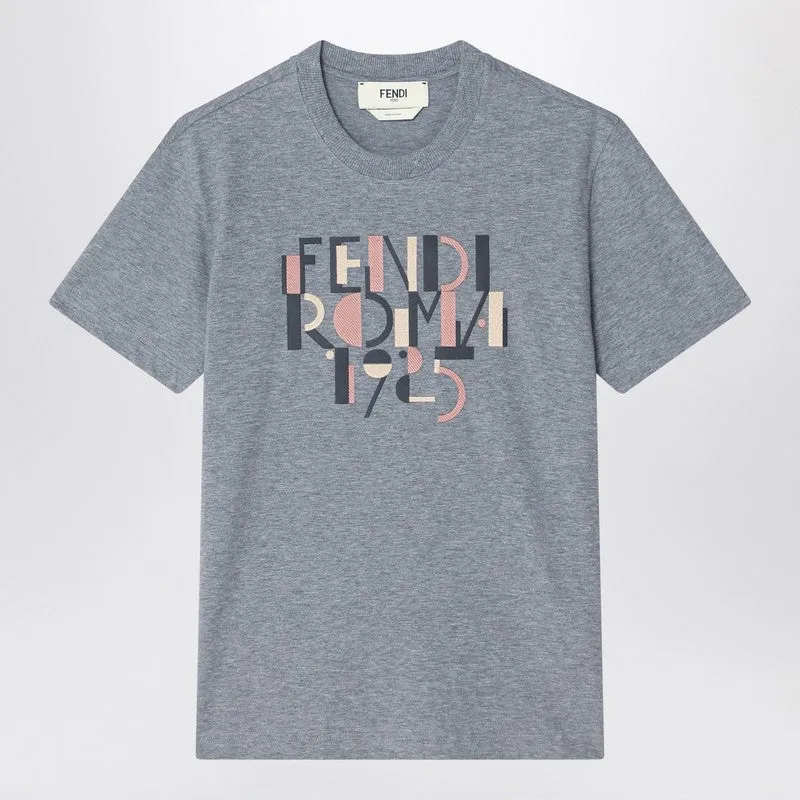 Grey Melange Cotton T-Shirt made by Fendi