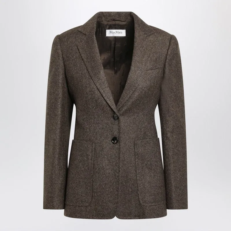 Brown Single-Breasted Jacket In Wool Tweed sold by Wanan Luxury