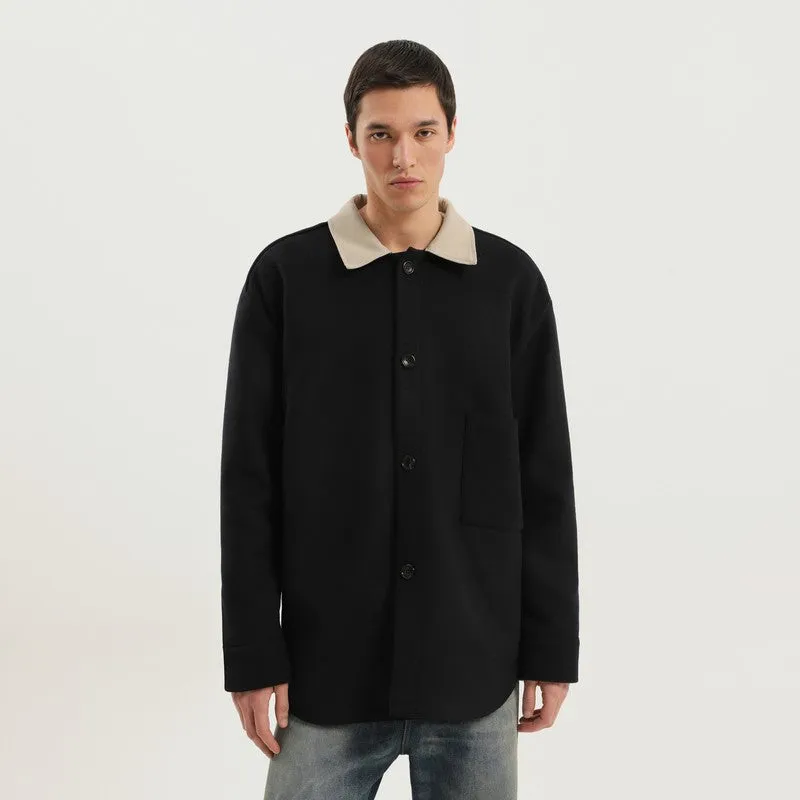 Shirt-Jacket In Blue Wool sold by Wanan Luxury