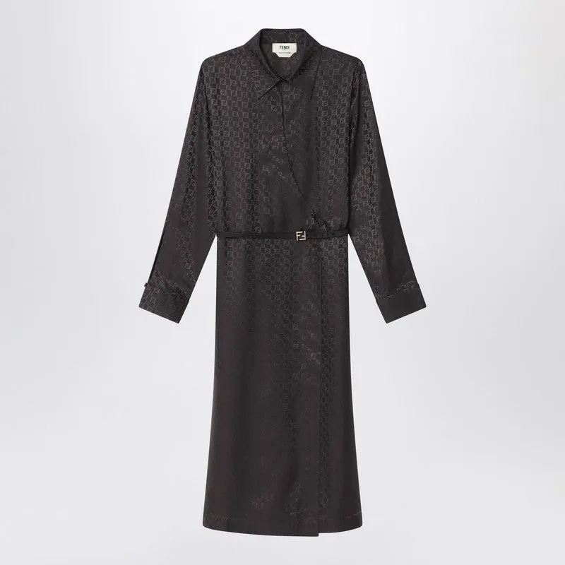 Brown Ff Jacquard Silk Dress sold by Wanan Luxury