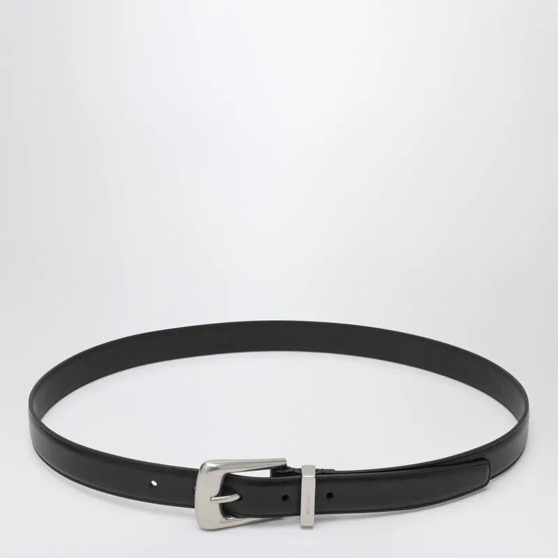 Smooth Black Leather Folk Belt sold by Wanan Luxury