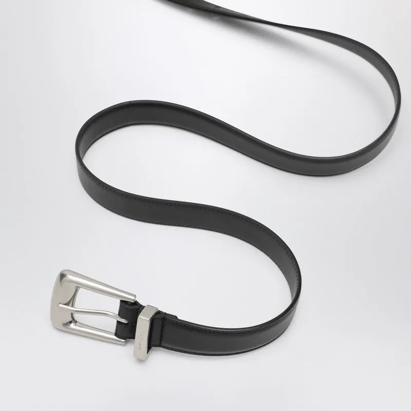 Smooth Black Leather Folk Belt sold by Wanan Luxury product image thumbnail 2