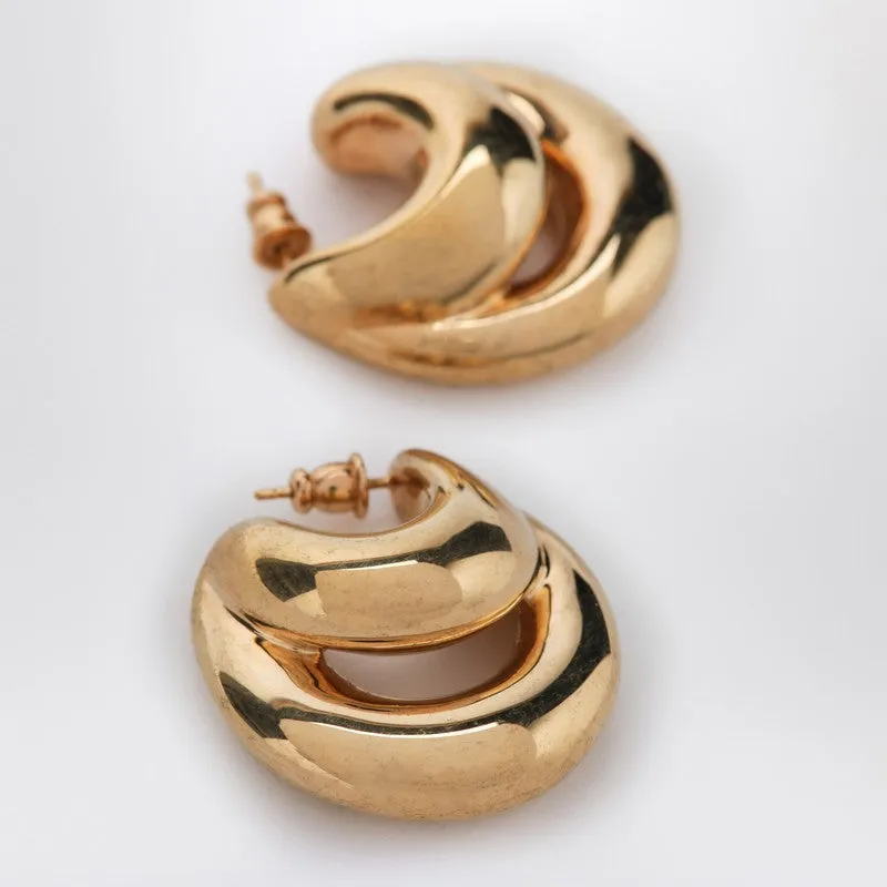 Blow Up Huggies Earrings In Gold Tone sold by Wanan Luxury product image thumbnail 2