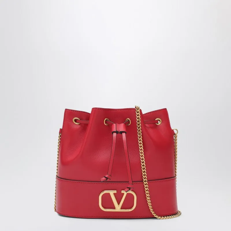 Vlogo Red Leather Bucket Bag made by Valentino Garavani