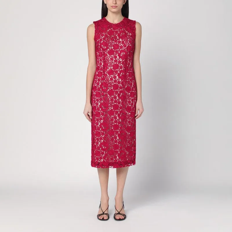 Red Lace Midi Dress sold by Wanan Luxury