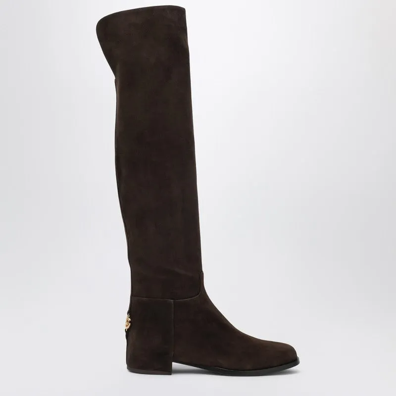 High Suede Boot In Ebony Brown sold by Wanan Luxury