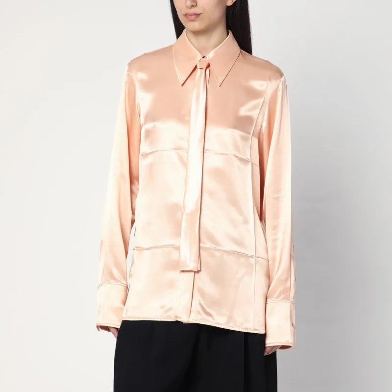 Shirt With Pink Tie In Shiny Viscose Blend sold by Wanan Luxury