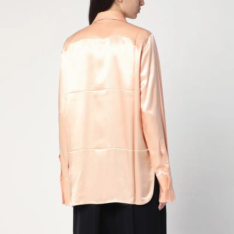 Shirt With Pink Tie In Shiny Viscose Blend sold by Wanan Luxury product image thumbnail 2