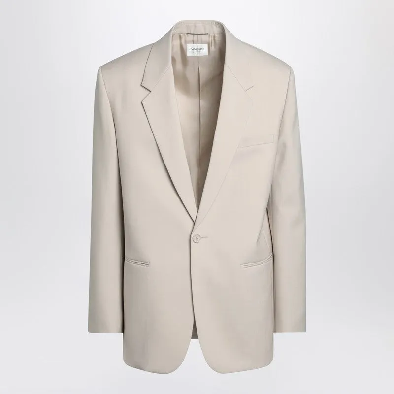Light Beige Single-Breasted Wool Jacket made by Yves Saint Laurent