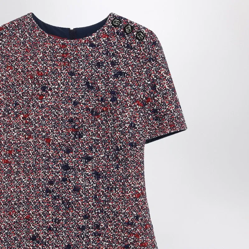 Blue And Red Bouclé Wool Dress sold by Wanan Luxury product image thumbnail 2