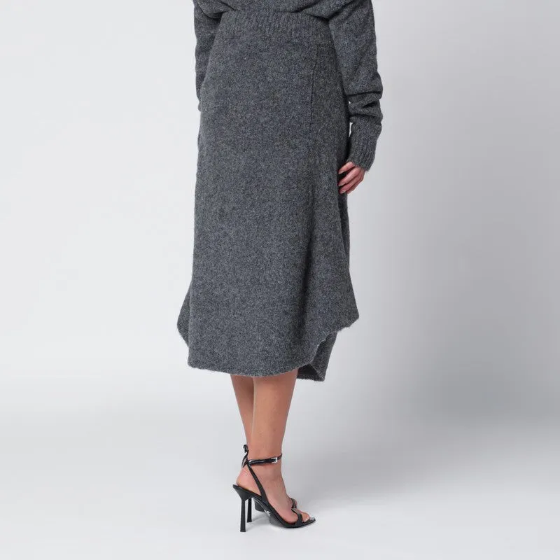 Smoke Grey Wool-Blend Midi Skirt sold by Wanan Luxury product image thumbnail 2