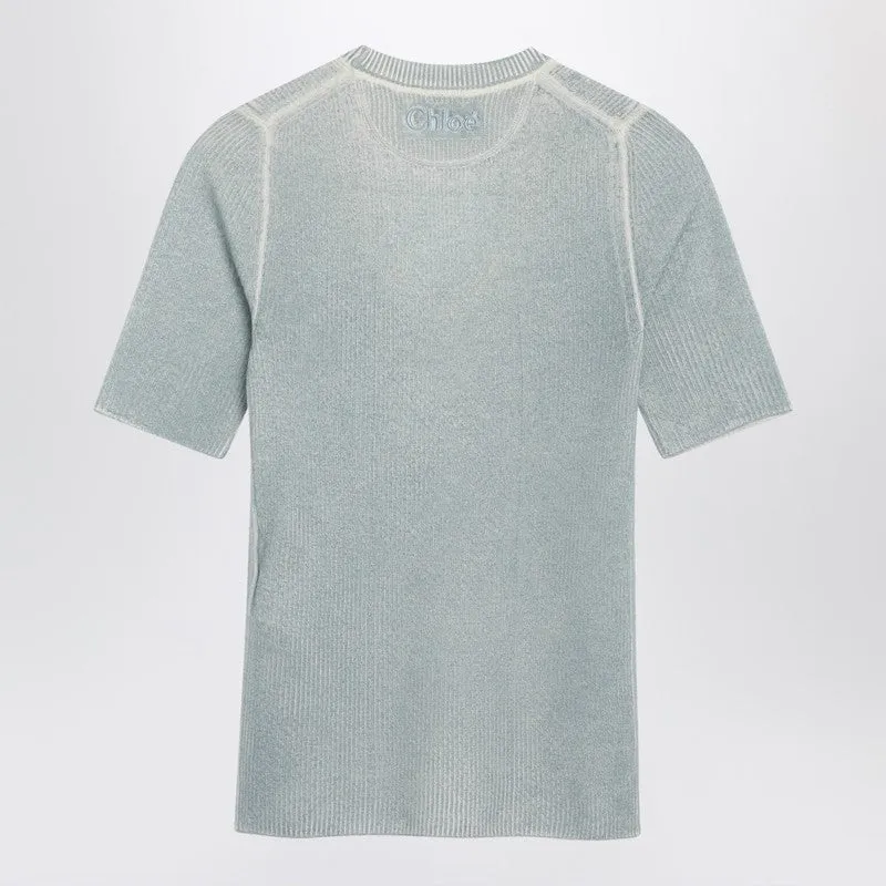 Blue-Grey Wool-Blend Knit Top sold by Wanan Luxury product image thumbnail 2