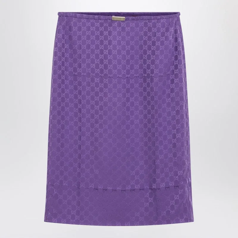 Purple Gg Jacquard Silk Skirt sold by Wanan Luxury