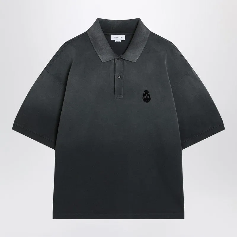 Faded Effect Black Polo Shirt In Cotton sold by Wanan Luxury