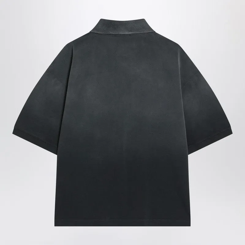 Faded Effect Black Polo Shirt In Cotton sold by Wanan Luxury product image thumbnail 2