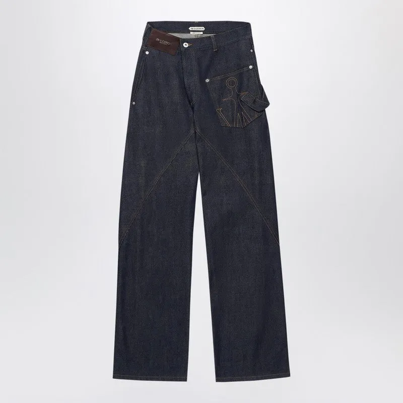 Indigo Twisted-Denim Jeans sold by Wanan Luxury