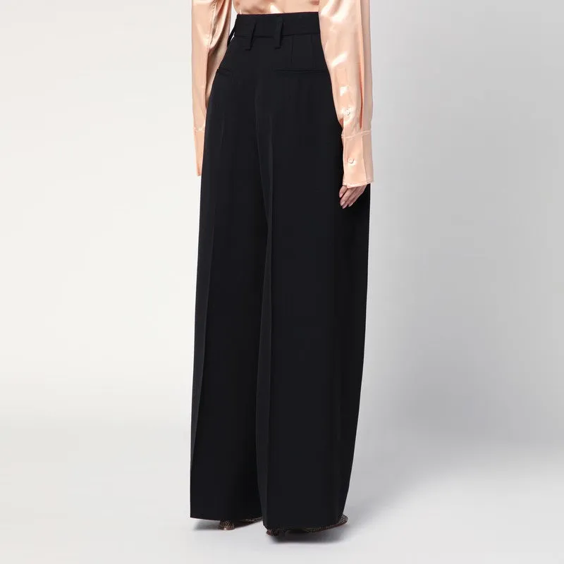Wide Black Pants In Silk Blend sold by Wanan Luxury product image thumbnail 2
