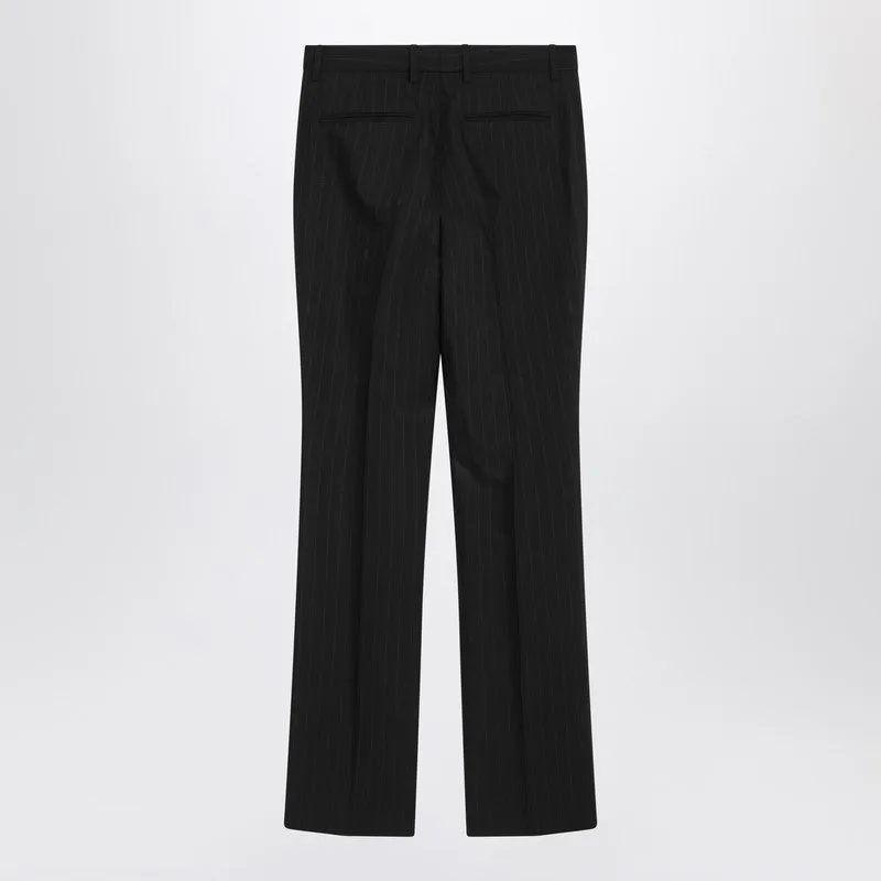 Black Wool Pinstripe Trousers sold by Wanan Luxury product image thumbnail 2