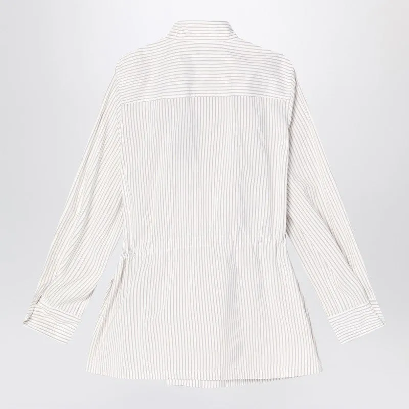 White Striped Cotton And Silk Blouson sold by Wanan Luxury product image thumbnail 2