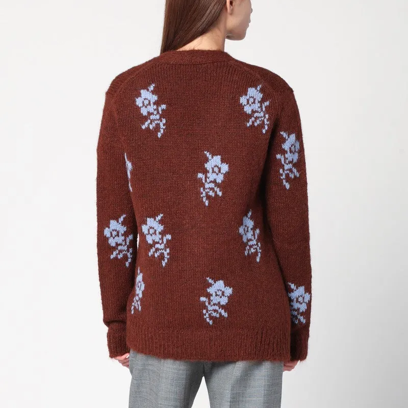 Brown Cardigan With Floral Inlay sold by Wanan Luxury product image thumbnail 2