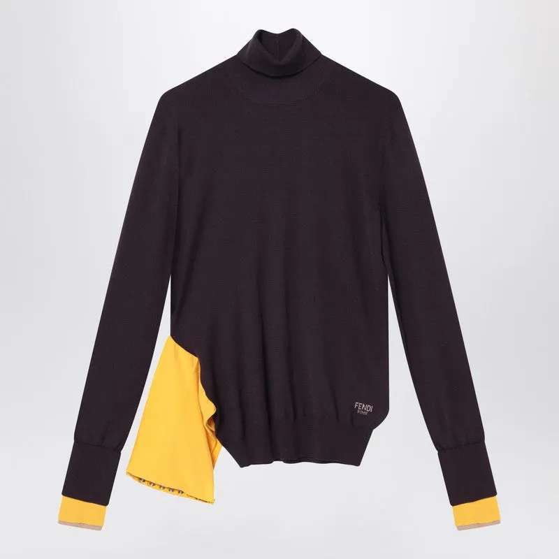 Dark Purple Wool Turtleneck made by Fendi