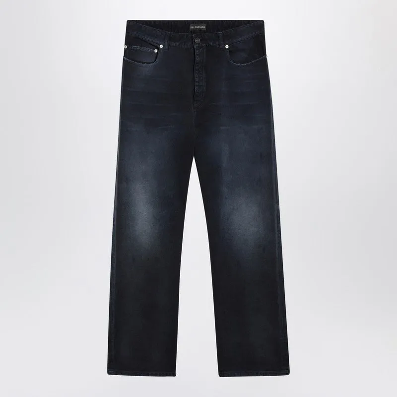Wide-Leg Blue Washed-Effect Jeans sold by Wanan Luxury