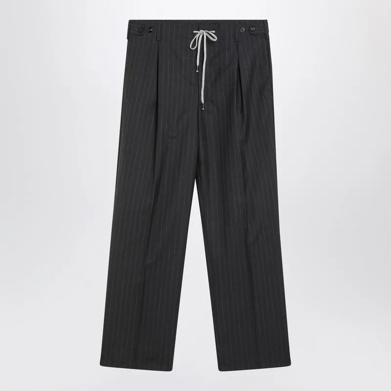 Grey Pinstripe Wool Trousers sold by Wanan Luxury