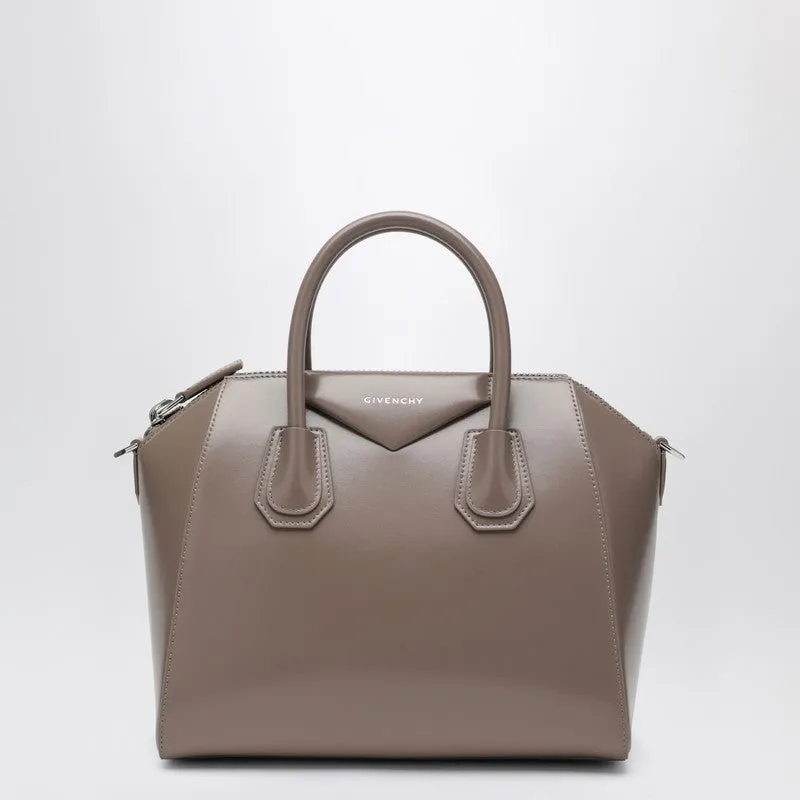 Small Antigona Bag In Taupe Leather made by Givenchy