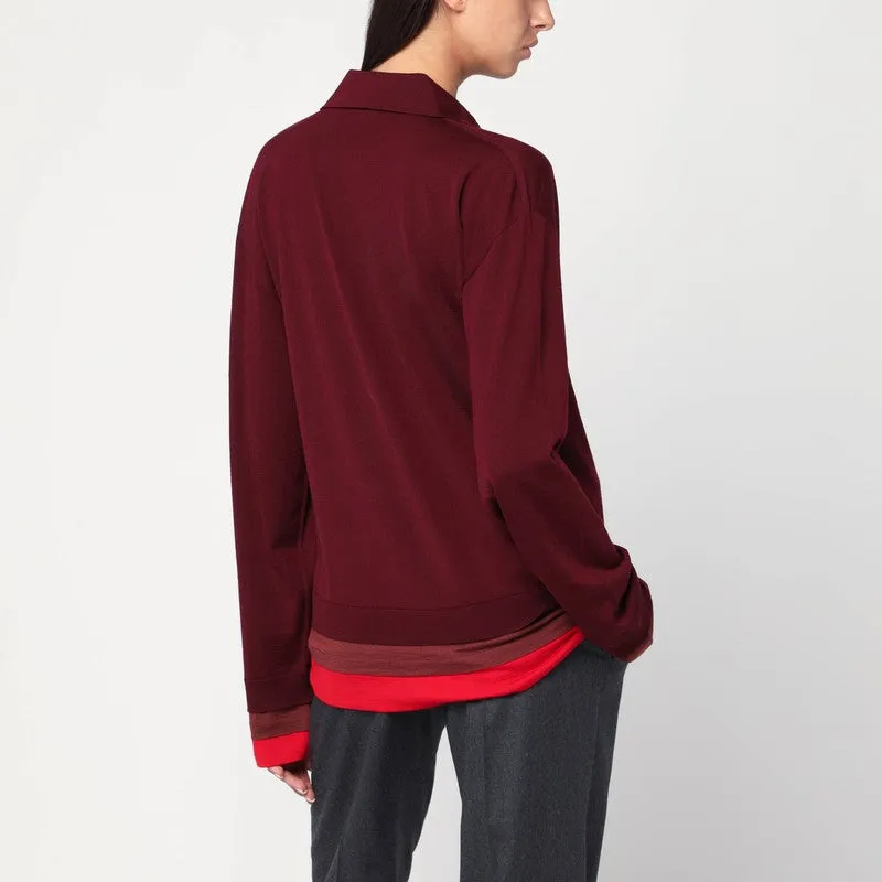 Layered Bordeaux Wool Polo sold by Wanan Luxury product image thumbnail 2