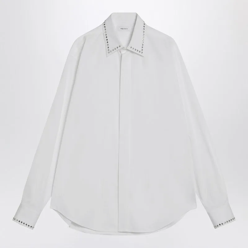 White Cotton Shirt With Studs sold by Wanan Luxury