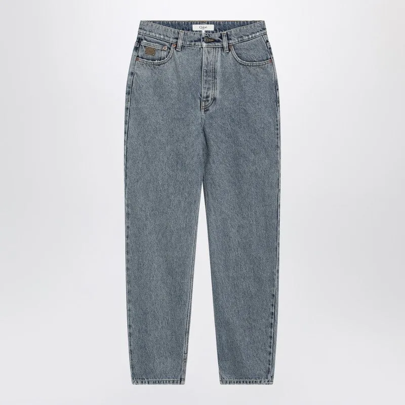 Light Indigo High-Waisted Tapered Jeans sold by Wanan Luxury
