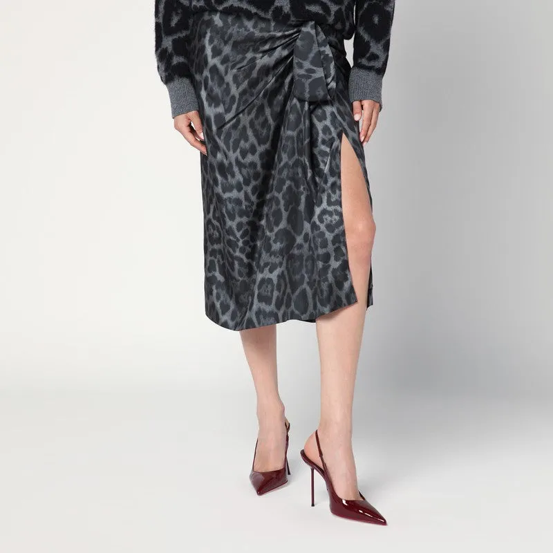 Leopard Midi Skirt With Knot sold by Wanan Luxury